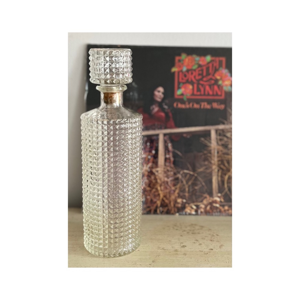 Vintage Mid-Century Crystal Glass Hobnail Decanter 1960s barware 1960s